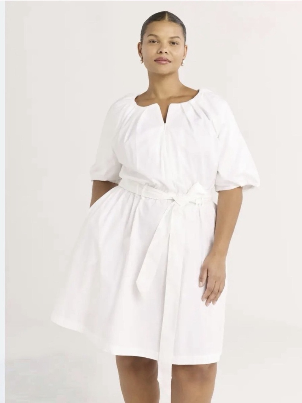 Scoop Womens White Minimalist Puff Sleeve Tie Waist Casual Dress Size XXL (20)